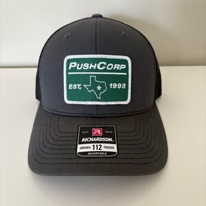 Richardson PushCorp Gray Trucker Hat with Green Patch